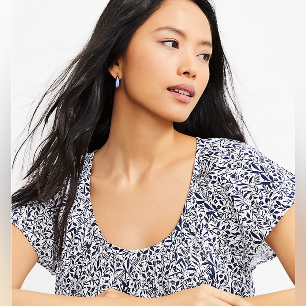Loft Bird Shrilled Scoop Neck Top